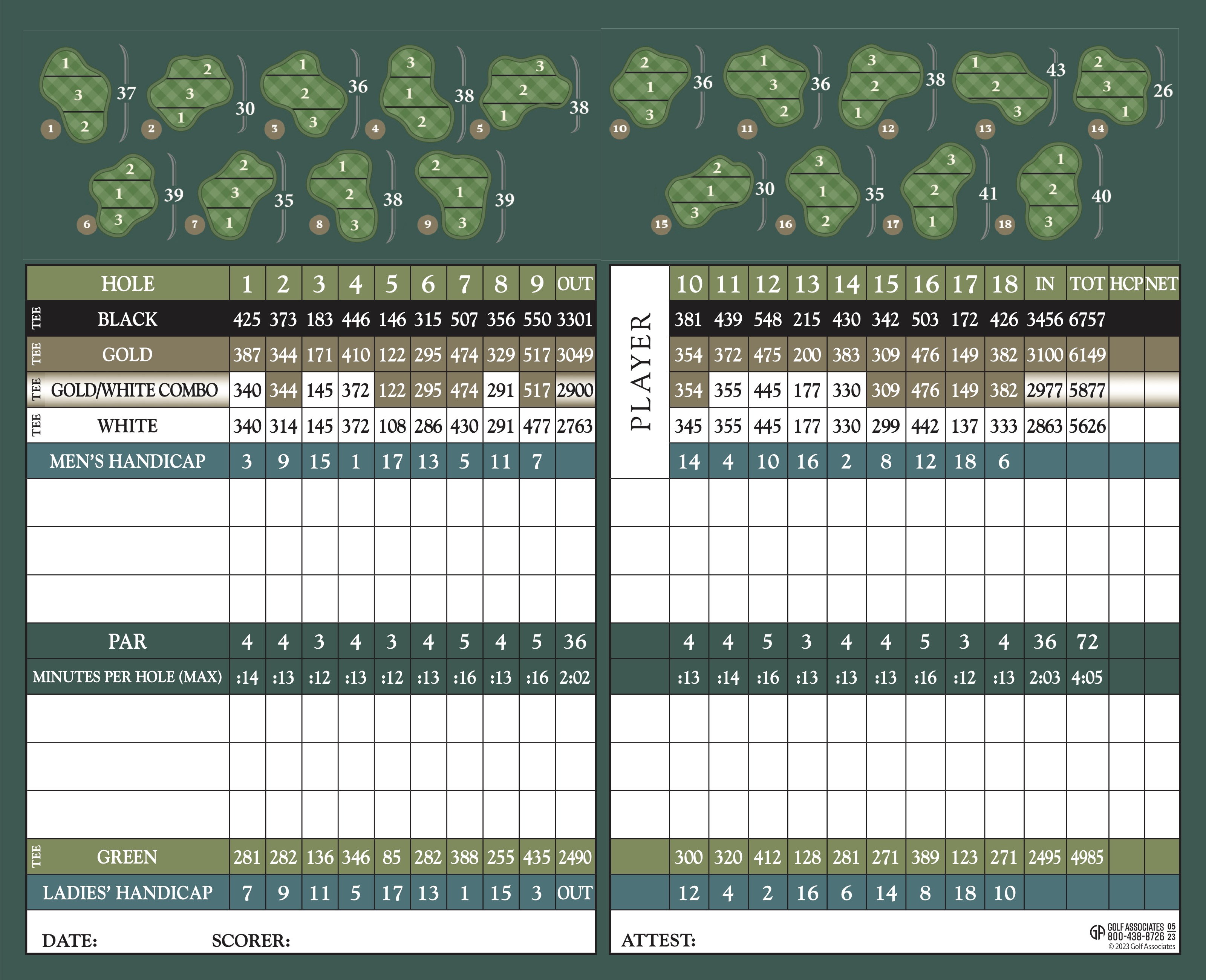 Miami Lakes Golf Club Scorecard